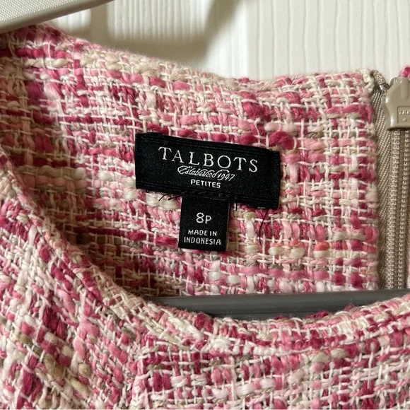 Talbots 8P Classic Vintage Pink Tweed Dress - Picture 4 of 6
